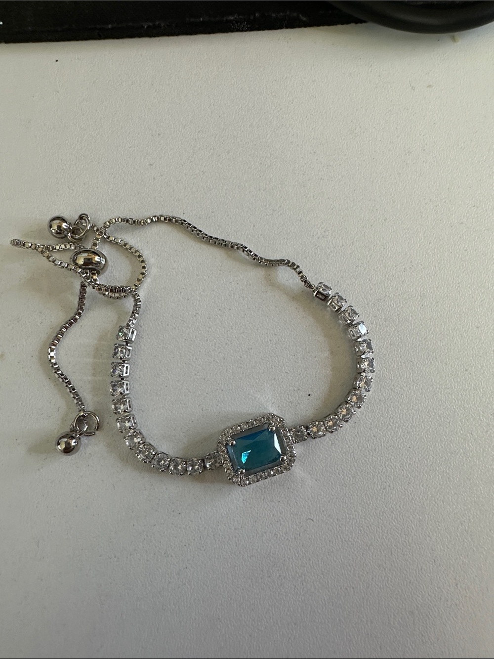 Sparkling Teal Crystal Halo Tennis Bracelet - Women Jewelry